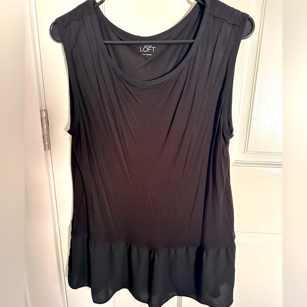 WOMEN’S LOFT BLACK PEPLUM TANK TOP - SIZE L